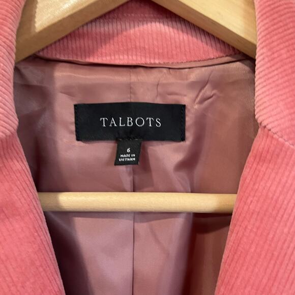 Talbots Pink Corduroy Cutaway Blazer Size 6 Soft Stretch Career Jacket - Picture 5 of 8